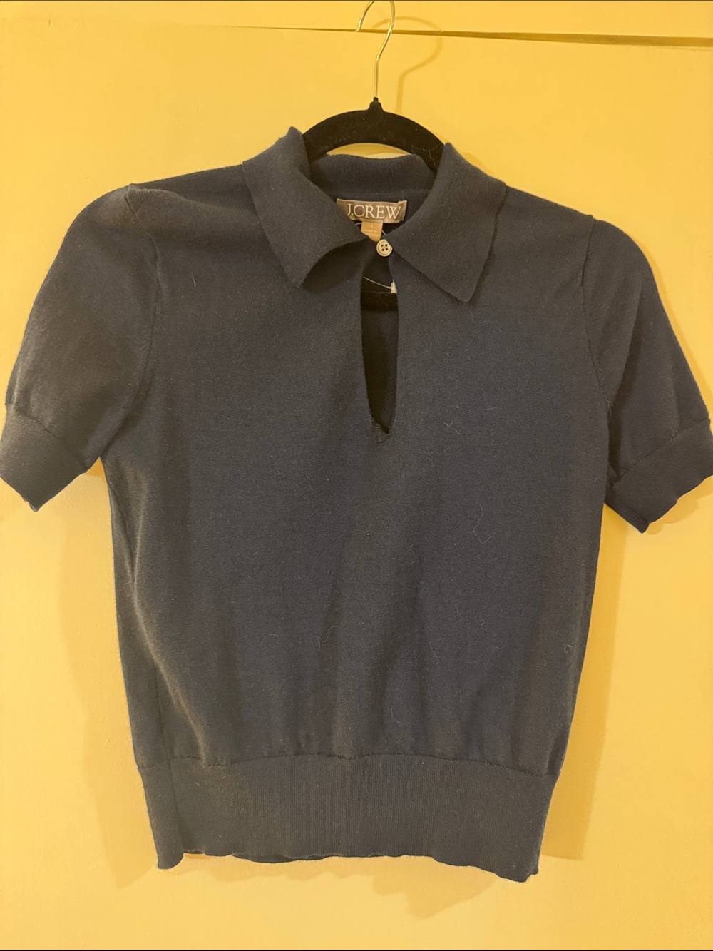 J. Crew Navy Short-Sleeve Polo Knit Top